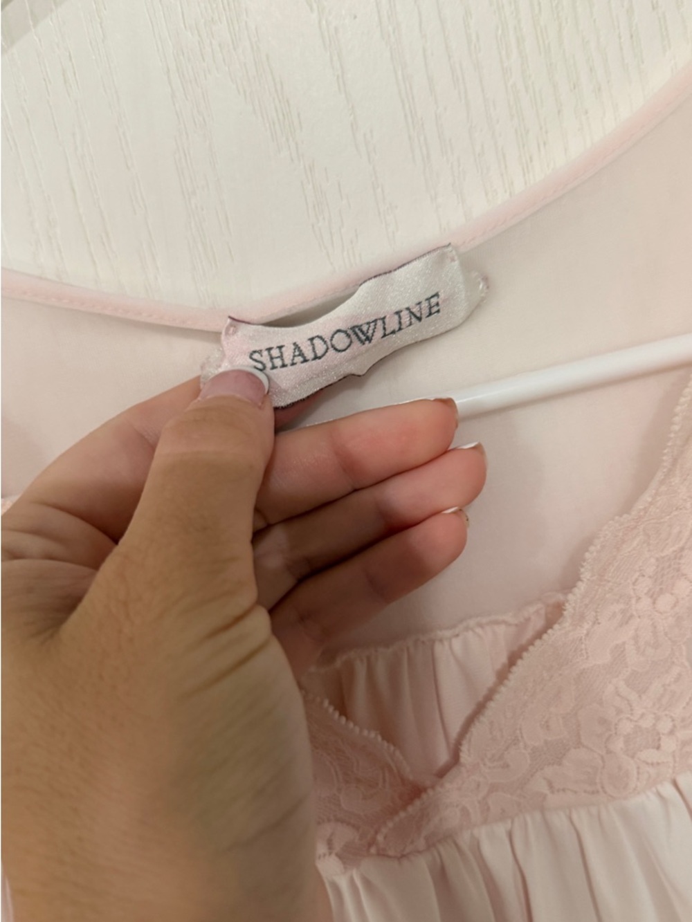 Shadowline Soft Pink Long Lace-Trim Nightgown - Picture 3 of 6